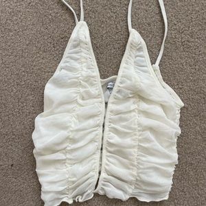 Urban outfitters mesh ruched hook and eye tank top